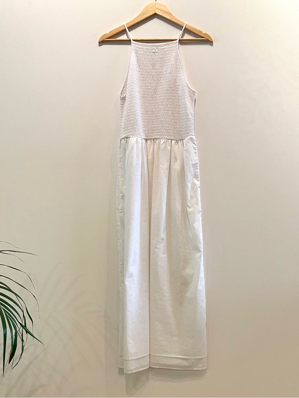 Joie White Smocked Bodice Maxi Dress